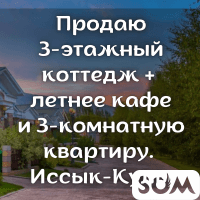 Продаю 3-этажный коттедж, с летним кафе на 50 мест, Иссык-Куль, б/п
